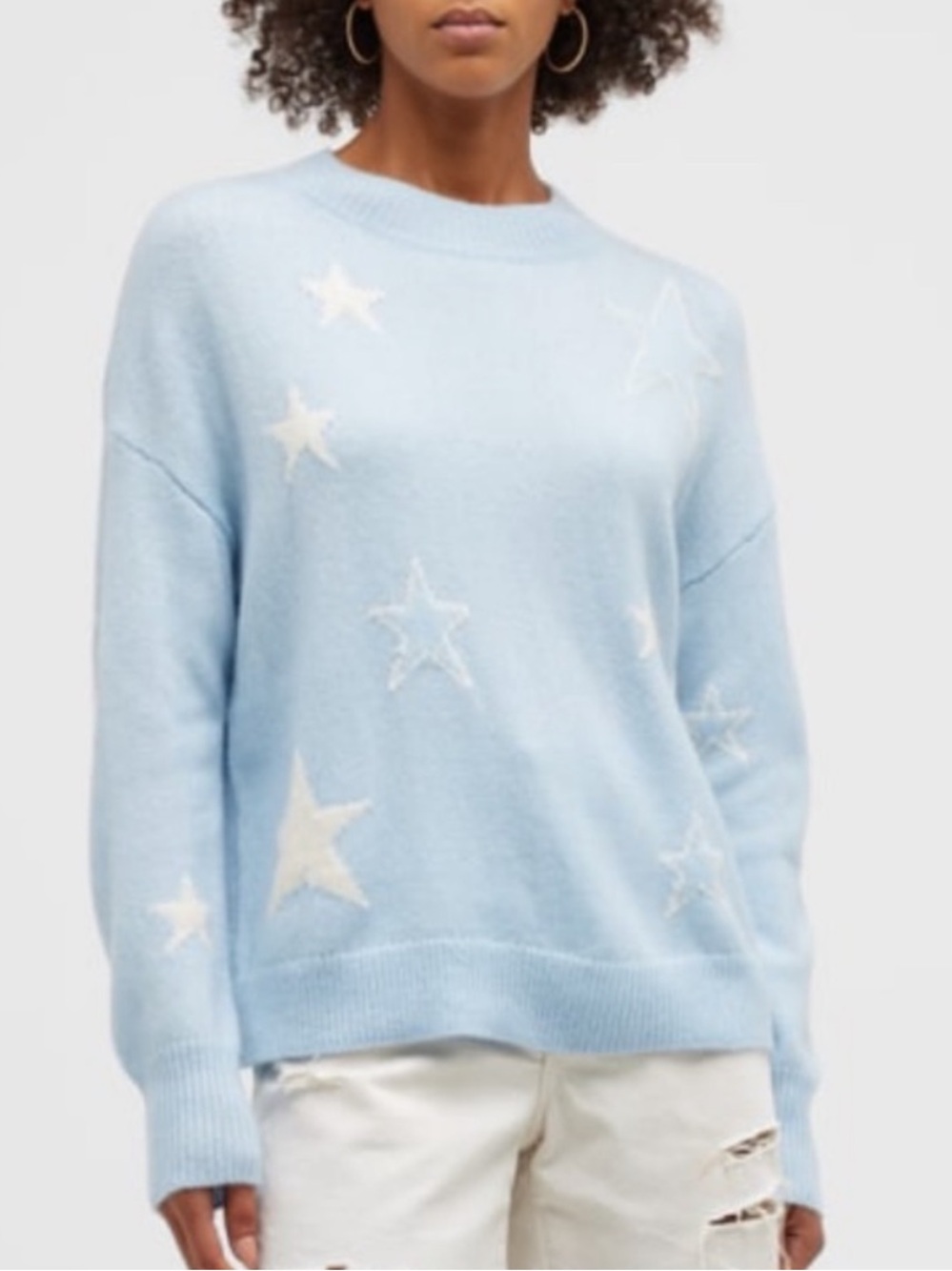Rails Light Blue Star Crew Sweater with White Stars